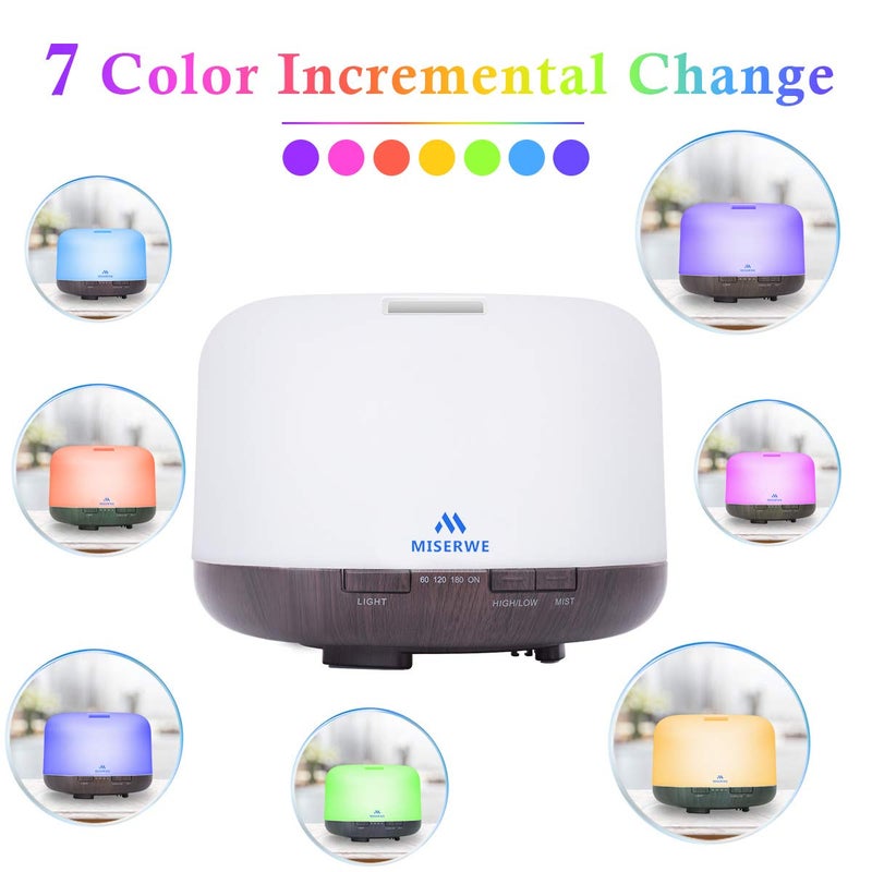 Miserwe Diffuser 500ML Essential Oil Diffuser with Adjustable Mist Mode and 4 Timer Setting Diffuser for Essential Oils Waterless Auto Shut-Off for Home Office Yoga Spa - Image 2